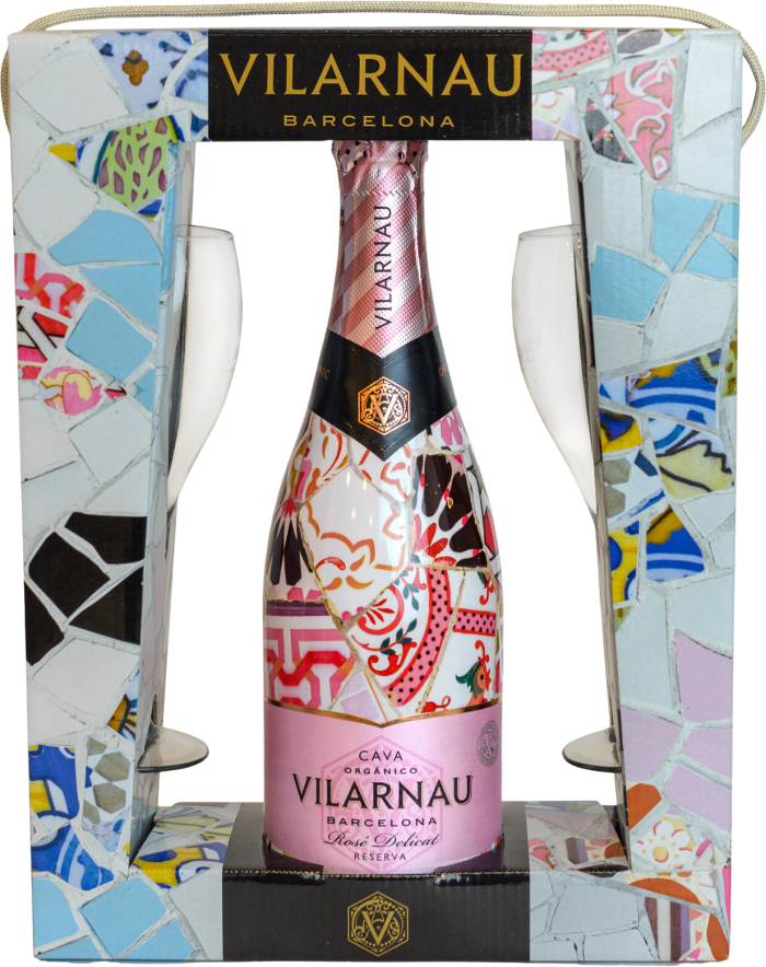 Vilarnau Cava Brut Rosé Giftpack met twee glazen